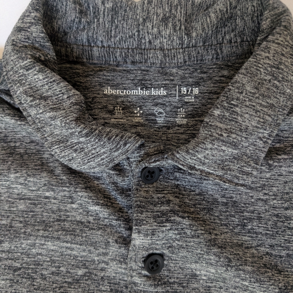 Boys Abercrombie Kids Gray Polo Shirt, Size 15/16